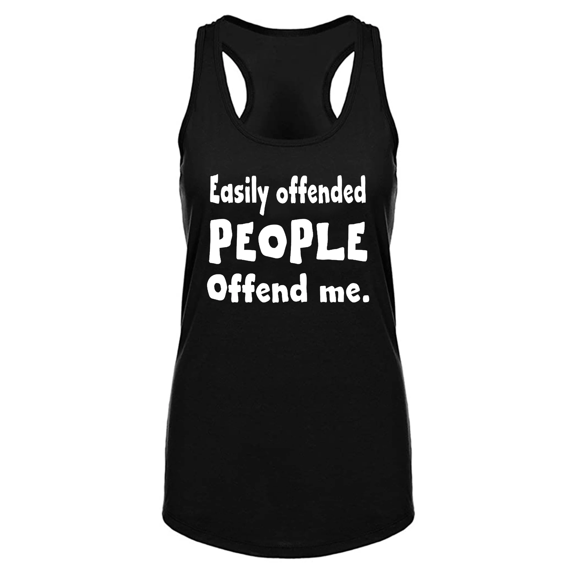 

Lyprerazy Women's EASILY OFFENDED PEOPLE OFFEND ME Workout Gym Funny Printed Tank Top