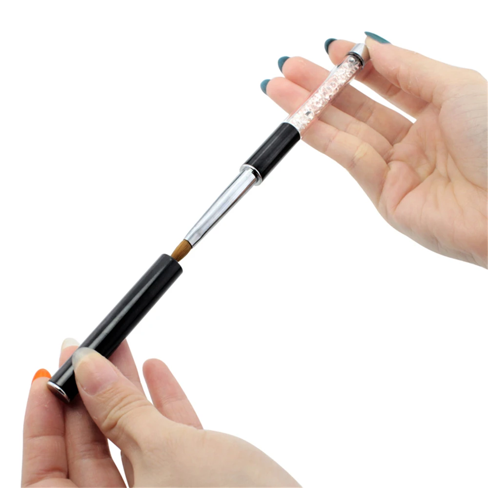High Quality Kolinsky Sable Acrylic Nail Brush Size 6 8 10 12 Crystal Rhinestone Handle Salon Manicure Tools For Nail Art