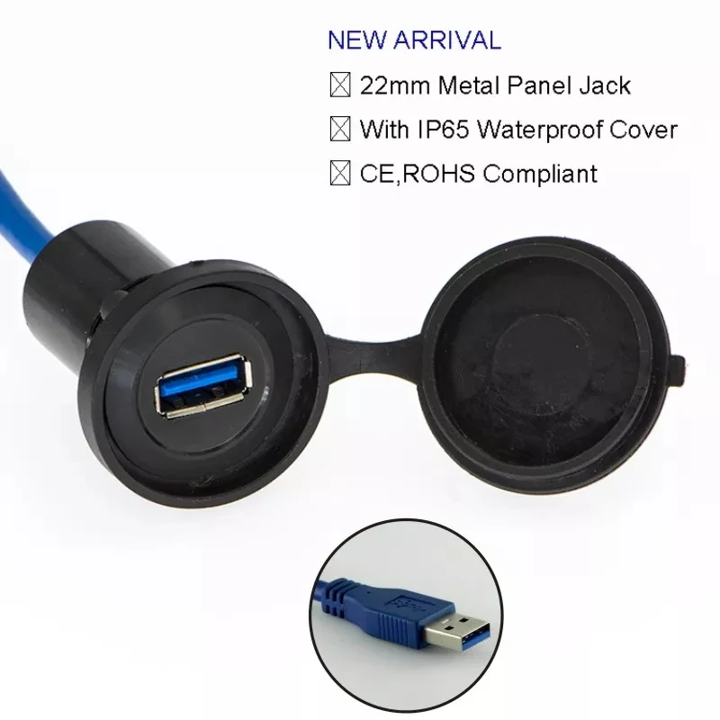 

ELEWIND USB разъем металлический 22мм черный 60см