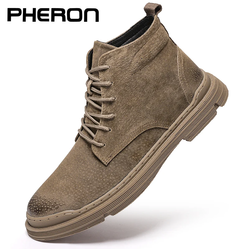 Мужские ботинки на толстой подошве Нескользящие ботильоны модная уличная крутая