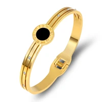 new roman numeral bangles for women stainless steel jewelry bracelet black round brand bracelet rhinestone gold bracelet jewelry