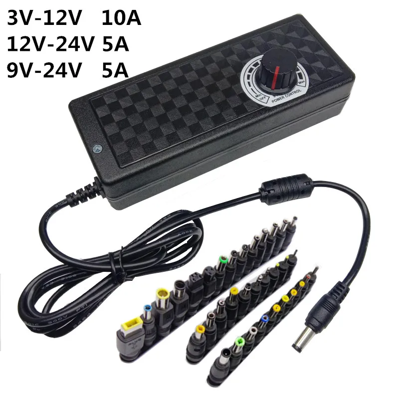 Универсальный адаптер питания 3 V-24 V Регулируемый AC к DC 5V 6V 9V 10V 12V 14V 15V 16V 18V 19V 20V 22 вольт источник питания 34 шт. DC Jack
