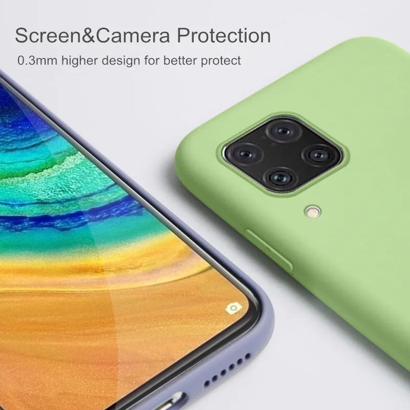 Чехол из жидкого силикона для Huawei P40 Lite противоударный бампер полная защита