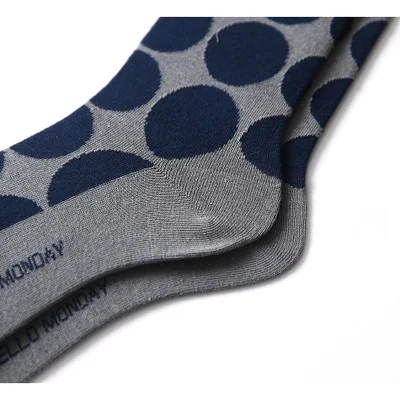 Серый синий горошек холодный цвет Стиль Уличная мода с INS хлопковые носки для