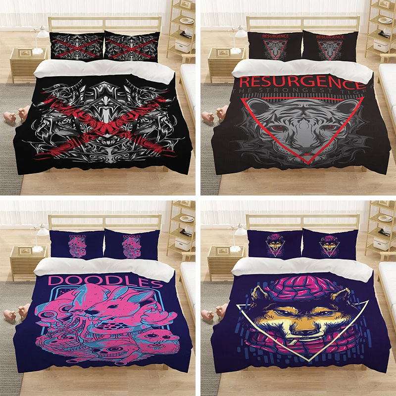 

Home 3D Tiger Bedding Set Cool Animal Print Duvet Cover Set With Matching Tiger Pillowcover 3pcs Quilt Cover For Kids Boys Teens
