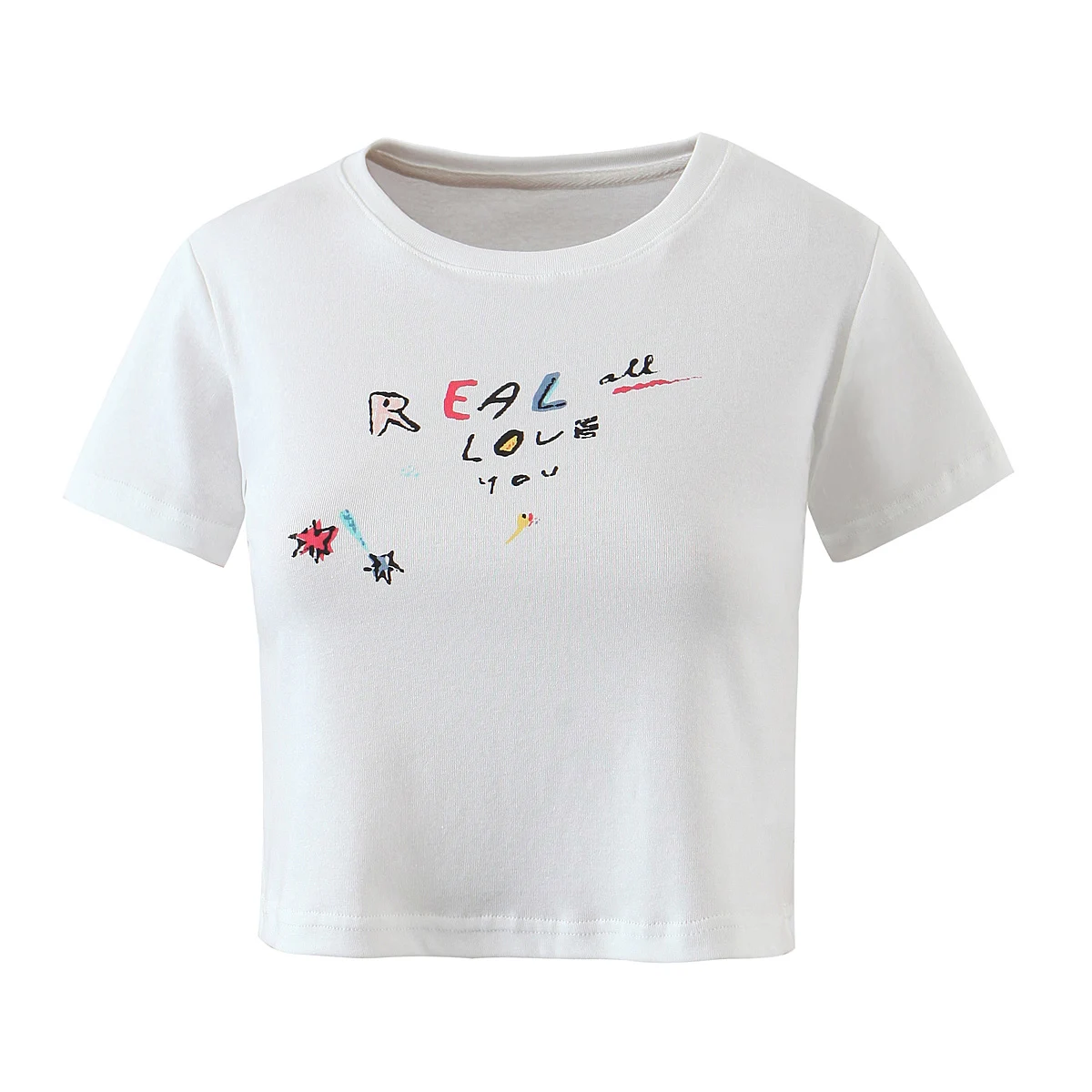 

JC·KILIG 2021 Summer Fun Letters Graffiti Print Short Sleeve T-Shirt L9611