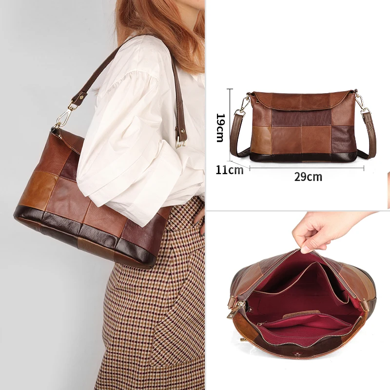 

Test Soft Genuine Leather Handbag 2021New Shoulder Messenger Crossbody Bag Female Vintage Portable Ladies Top handle Travel Tote