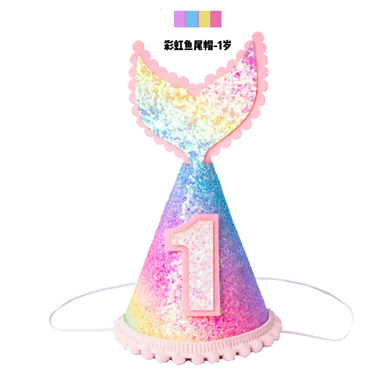

Kids 1 2 3 Year Birthday Rainbow Hats One 1st Birthday Crown 1st Birthday Mermaid Hats Decor Happy Birthday Decor Kids Boy Girls