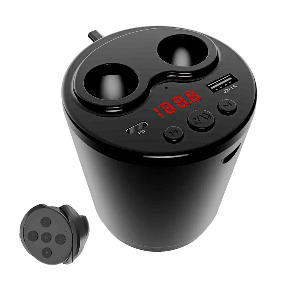 

Car Charger Cup Type Wireless Remote Control Car Bluetooth Mp3 One With Two Charger Fm Launch Hands-free Call G63 Cup Holder