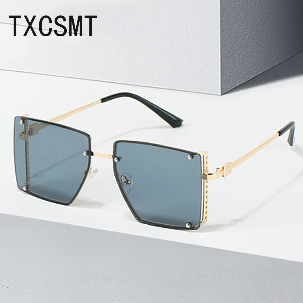 

New Style Rimless Sunglasses European and American Personality Men and Women Street Shot Square Sunglasses Men Metal Sunglasses