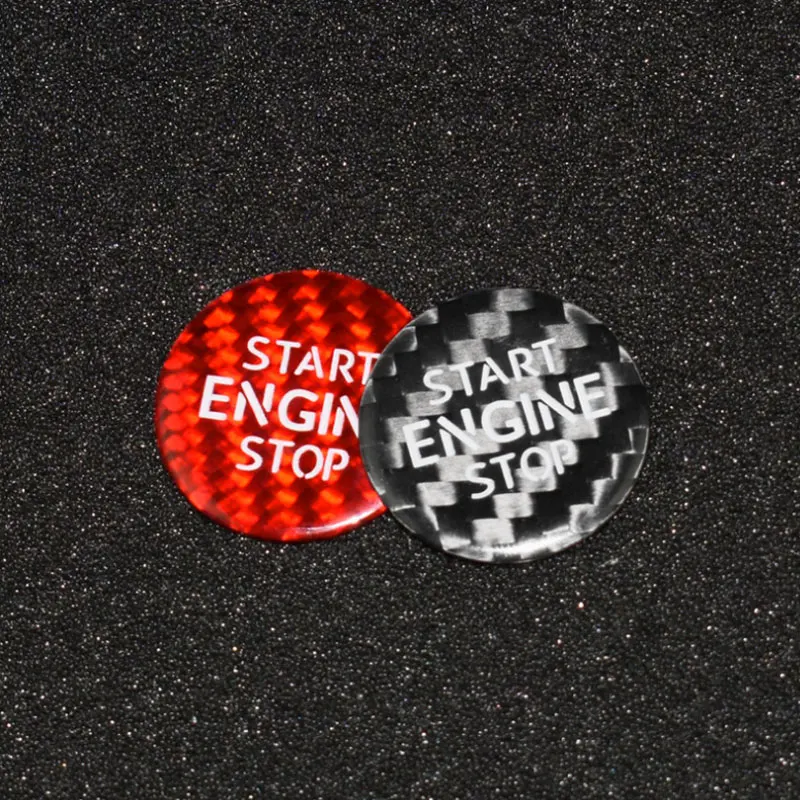 Кнопка запуска двигателя автомобиля углеродное волокно наклейка накладка стоп