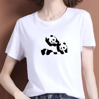 women t shirt graphic panda painted short sleeve casual fashion top tees lady female aesthetic white tees for girls