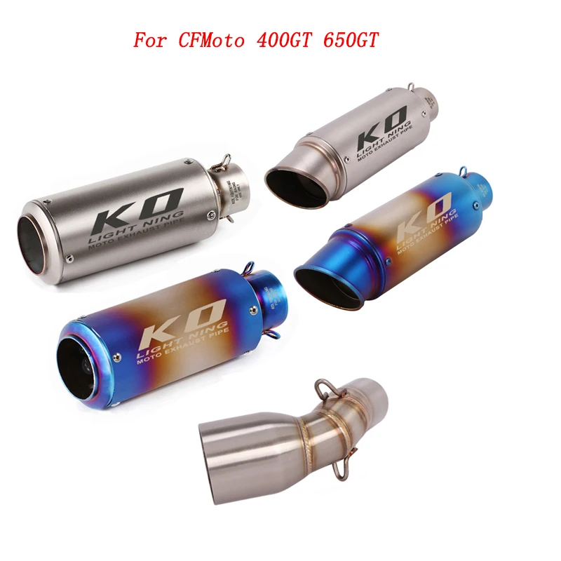

Slip On Motorcycle Exhaust Mid Connect Pipe And 51mm Muffler Stainless Steel Exhaust System For CFMoto 400GT 650GT All Years