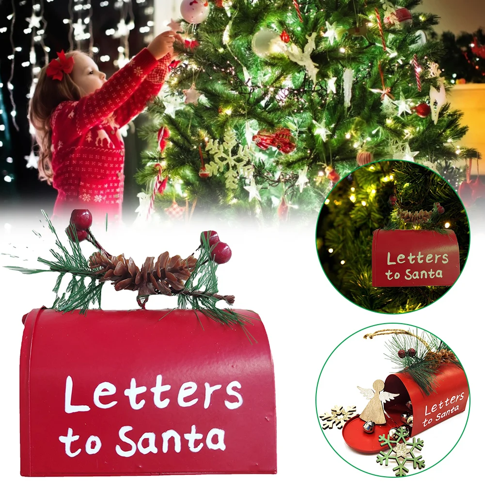 

In Stock Iron Mailbox Christmas Tree Hanging Ornament Pendant Candy Box Organizer Decoration For Holiday Party Favor Supplies