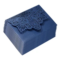50pcs laser cut invitation card for baby shower birthday wedding decor party supplies blue business greeting cards with envelope