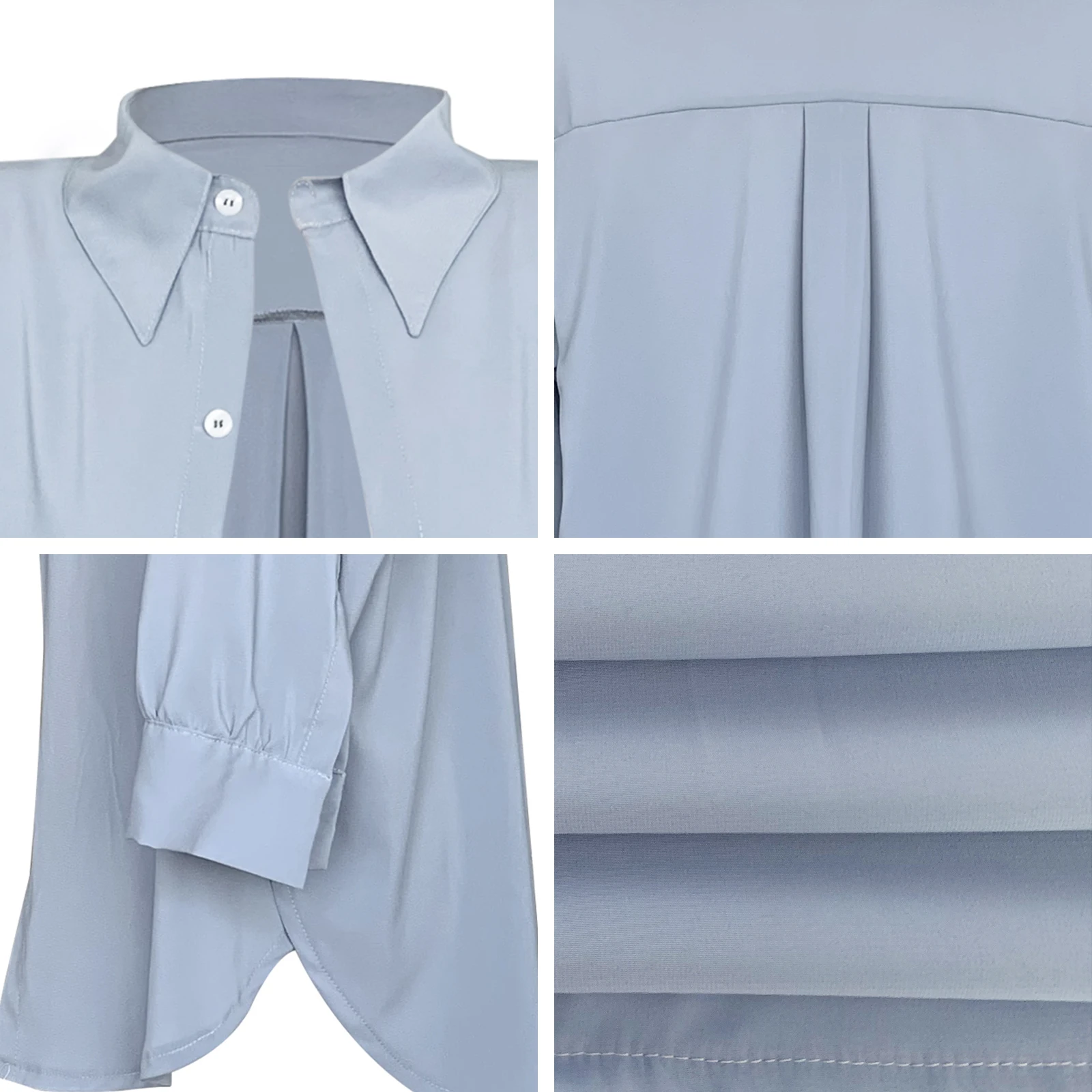 

ZN Spring Summer Blouse Korean Long Sleeve Tops And Blouses Vintage Split Fork Women Shirts White Blue Blusas Roupa Feminina Top