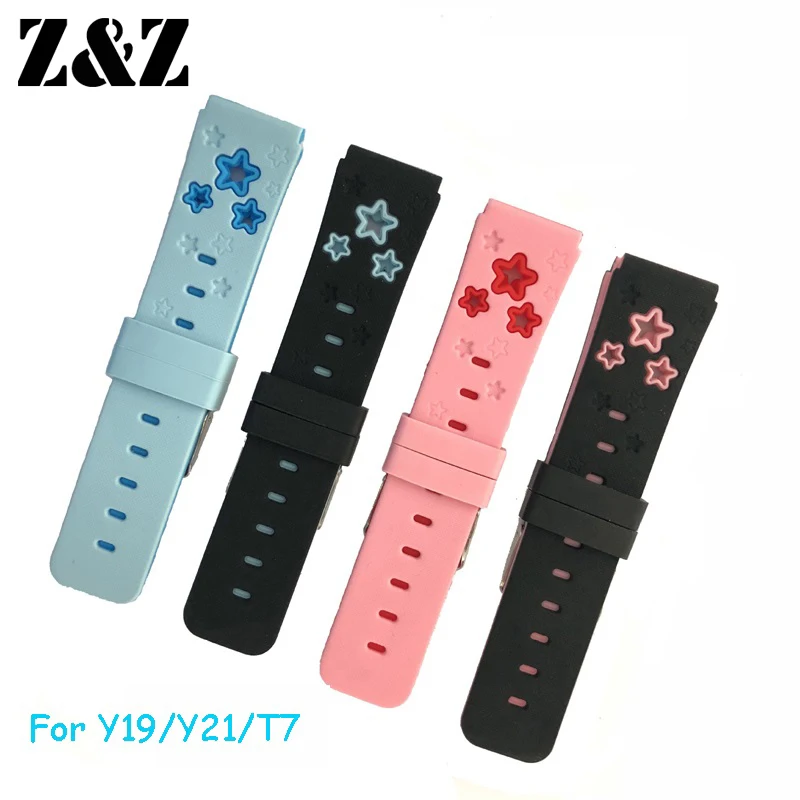 

Replace Smart Watch Strap for Y19 Y21 T7 Double Color 20MM Raw Ear Star Watchband Silicone Wrist Belt with Connection