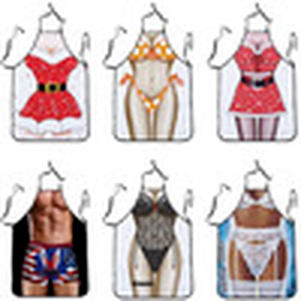 

2022 new year Muscle Funny Kitchen Aprons for Woman Xmas Decoration Personality Novelty Creative Couple Party Gifts For 26 Color