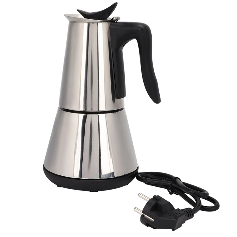 

AFBC Electric Stove Espresso Maker Moka Pot 6 Cups Percolator Coffee Pot Electric Stainless Steel Classic Cafe Maker EU Plug