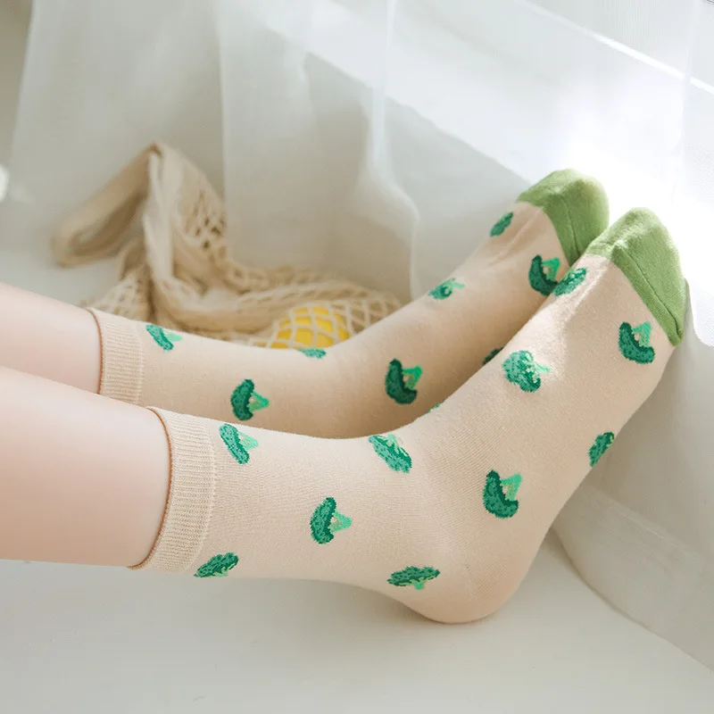 

Dreamlikelin Korean Style Sweet Strawberry Socks Spring Autumn Fruits Print Cotton Middle Tube Socks