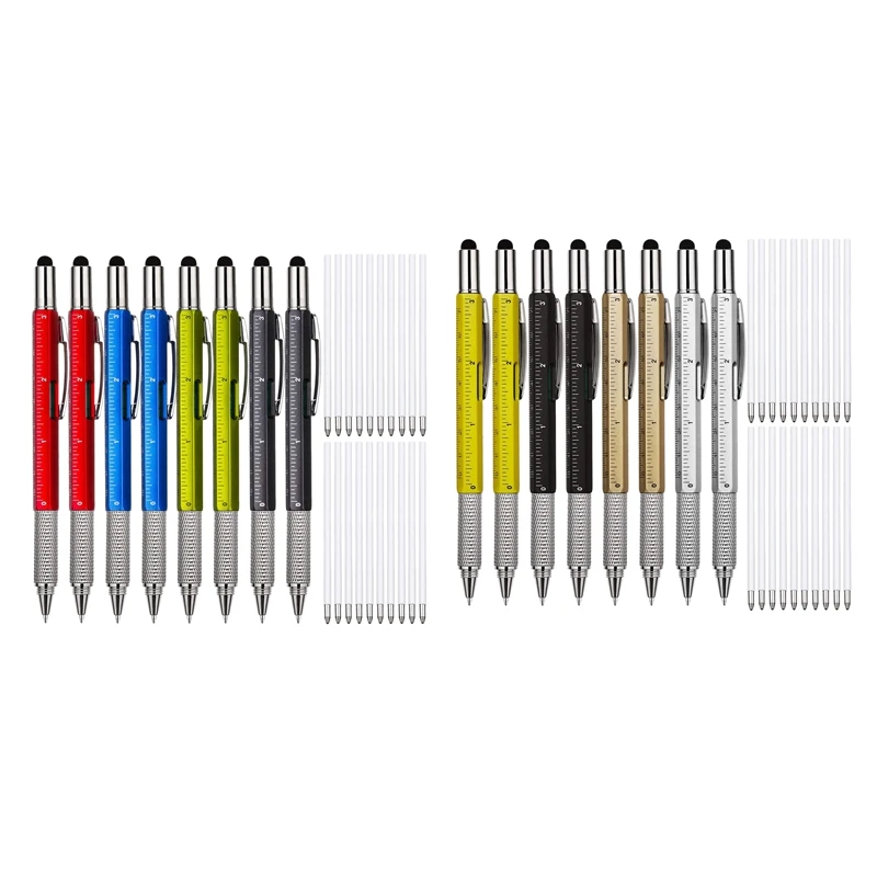 

8 Pcs 6 in 1 Multitool Ballpoint Pens Gift Tool Pen Personalized Pen Tool Gadget Pen Gift for Men on Fathers Day Gifts