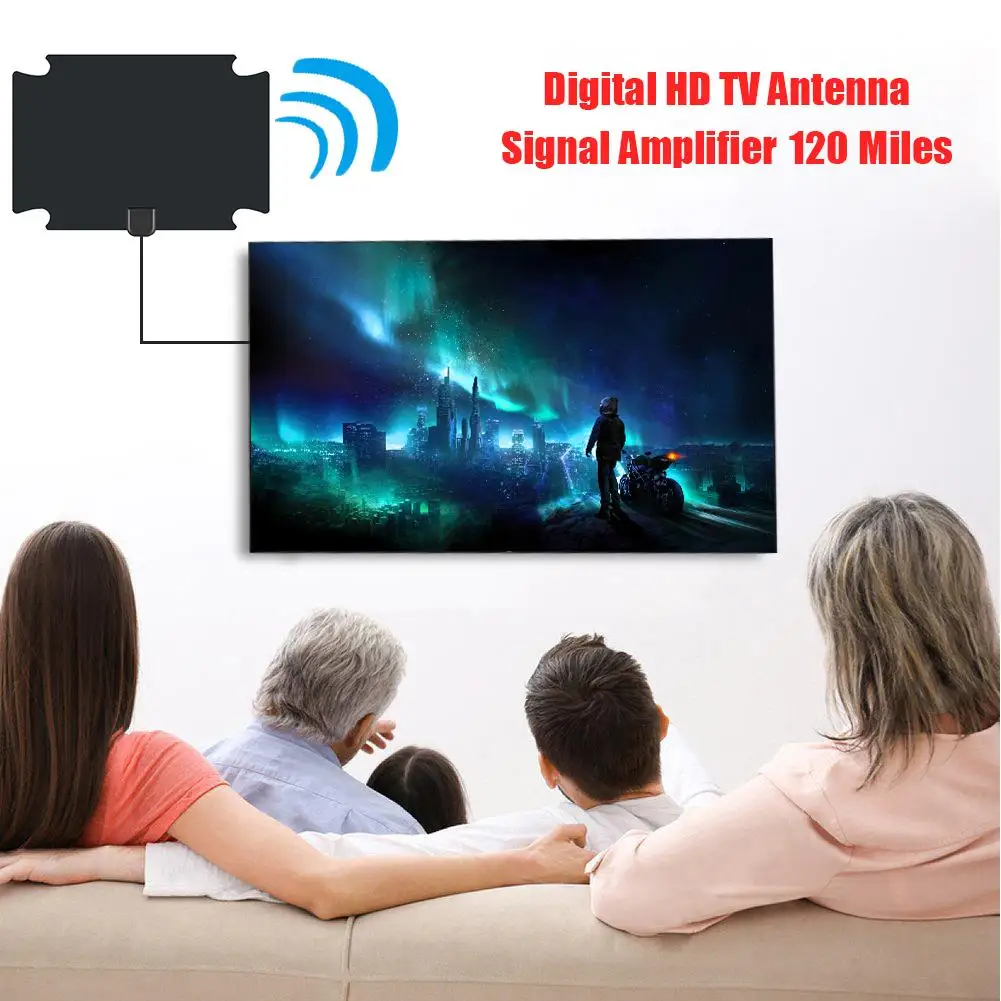 

Плоский HD телевизор 120 миль диапазон цифровой Внутренний усиленный тв антенна с усилителем сигнала Диапазон приема 120 миль LNA коэффициент ус...