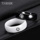 Tigrade 6 мм унисекс керамическое кольцо для мужчин женщин белые черные кольца с большим кристаллом обручальное кольцо Размер 6-10 подарок bague femme homme