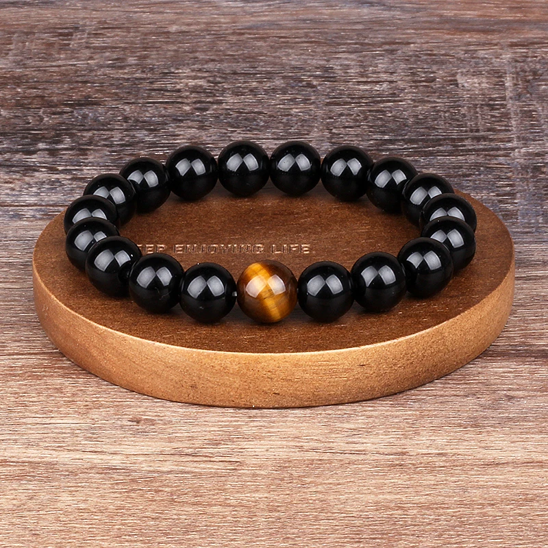 

Fashion Obsidian Tiger Eye Stone Bracelets for Men New Natural Stone Beads Man Bracelet Men Charm Yoga Jewelry Gift 2020 Pulsera