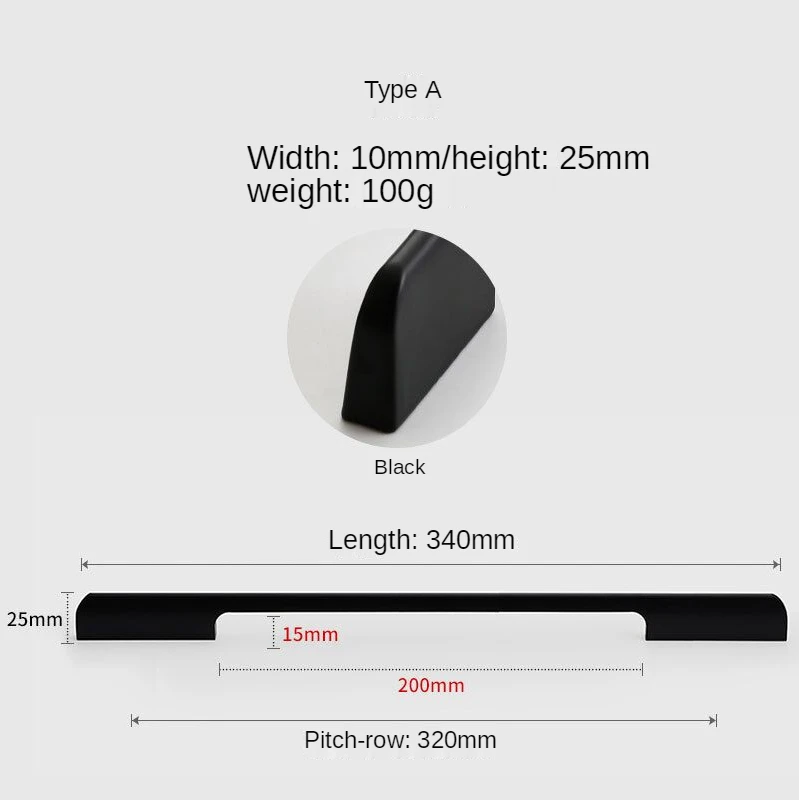 

Ручки для шкафов черные и золотые алюминиевые