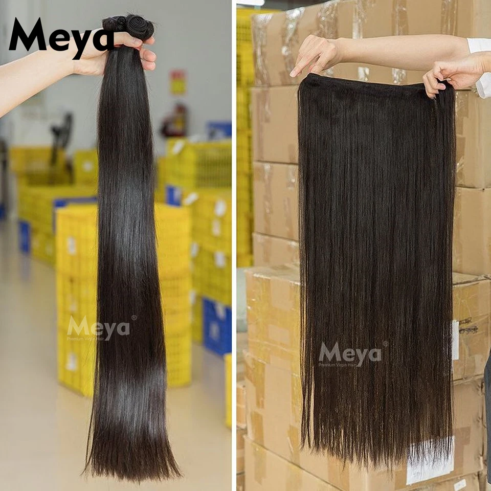 Meya прямые волосы 26 28 30 32 40 дюймов Remy девственные бразильские вплетаемые