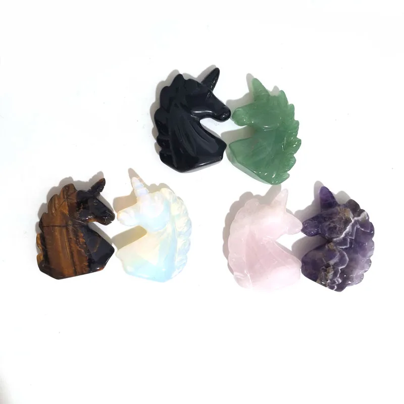 2 дюйма натуральный Единорог кварцевый исцеляющий Кристалл ручной резной