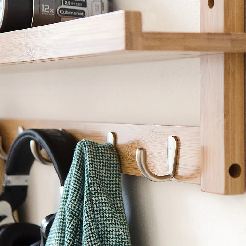Бытовая настенная полка креативная бамбуковая вешалка для пальто крючок |