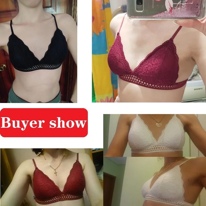 

DeRuiLaDy Seamless Deep V Lace Bras For Women Wireless Push Up Bra Thin Comfort Underwear Sexy Lingerie French Style Bralette