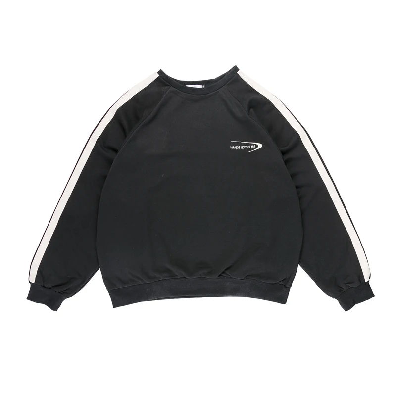 Повседневные толстовки женские с круглым вырезом рукавом в полоску большие