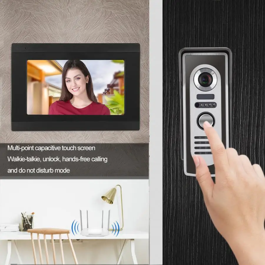 Visual Intercom Doorbell 1V2 7inches IR WIFI Video Visible APP Camera 1080P 100-240V door bell waterproof | Обустройство дома