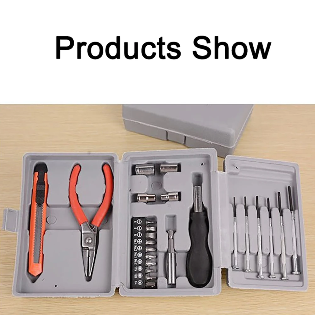 

24 In 1 Home Hardware Tool set Multi-function Car Insurance Gift SetHardware Tool Kit Repair Combination Parts With Storage Box
