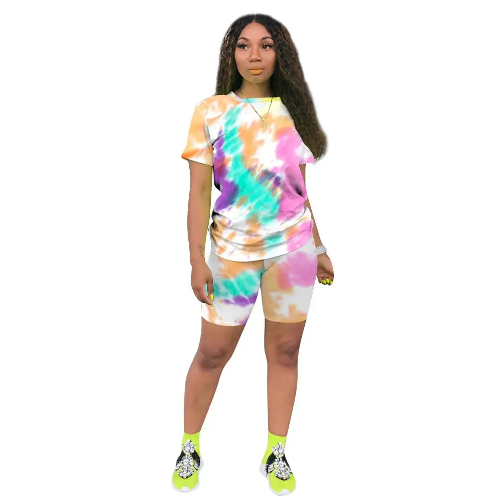 

Women printed outfit sports Short sets casual pants suit two piece Tracksuit set Workout Clothes Summer women short outfit