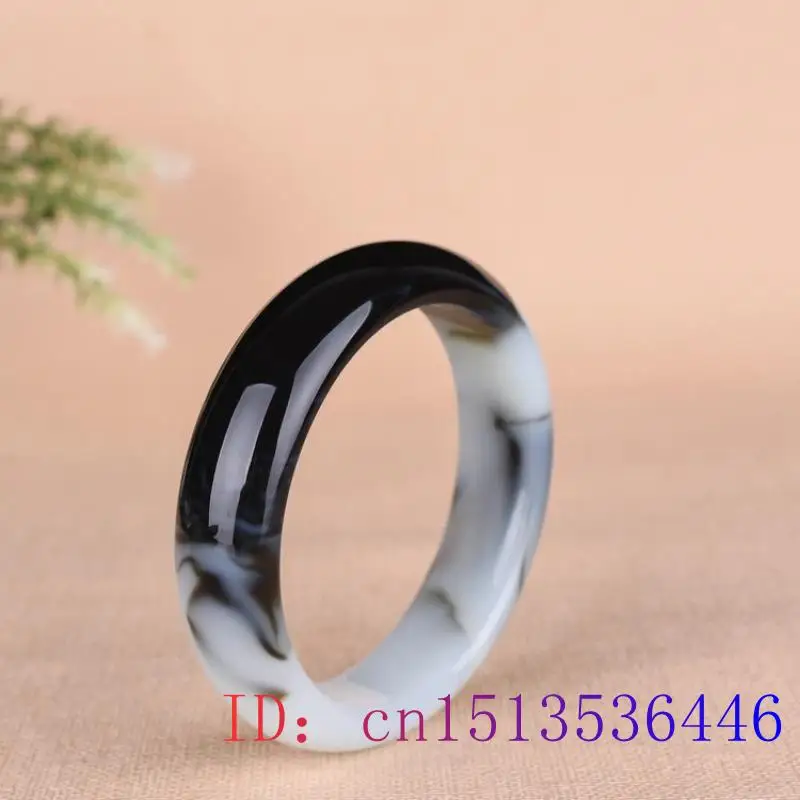 

Черный, белый нефритовый браслет, амулет, натуральный Модный китайский резной драгоценный камень, жадеит, ювелирные изделия, очаровательные подарки