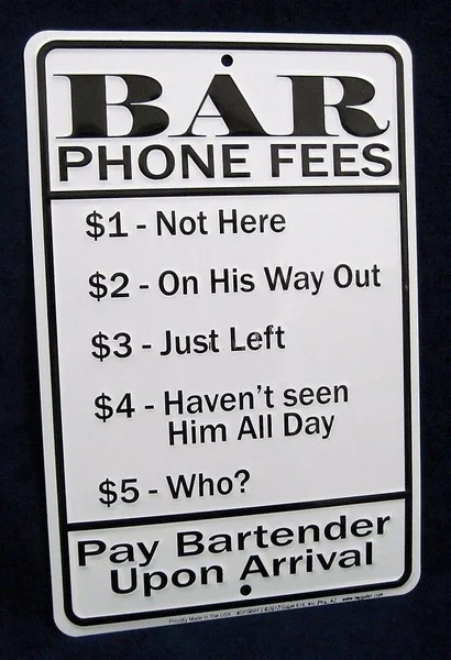 

BAR PHONE FEES Metal Tin Sign Bar Shop Decor