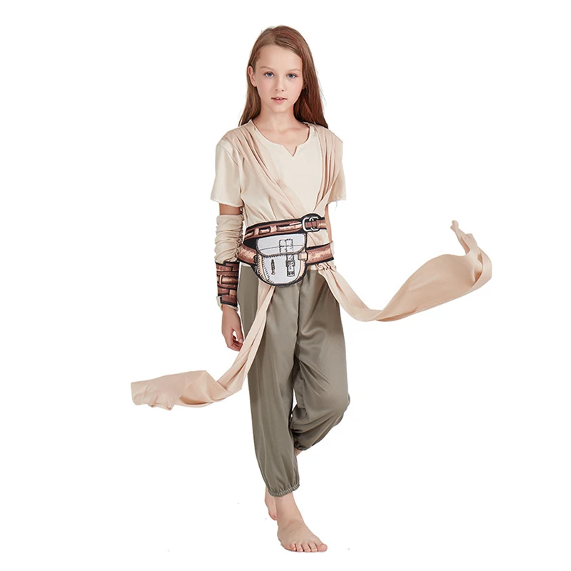 Детские классические костюмы для косплея на Хэллоуин Рей комбинезон джедая