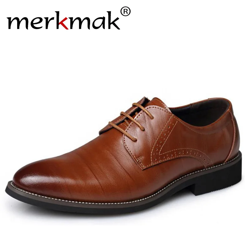 Мужские классические туфли Merkmak оксфорды из натуральной кожи с перфорацией в