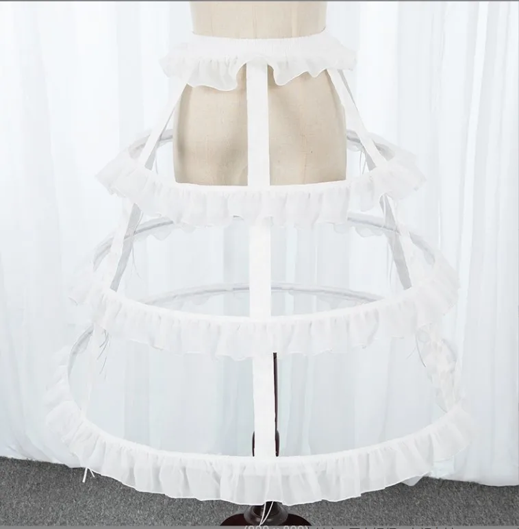 

Wedding Bridal Crinoline Underskirt Women Girls Elastic Waistband Adjustable Pannier Petticoat 3 Hoop Cage Skirt with Ruffles