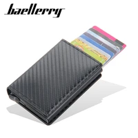 balerry anti theft metal aluminum box business male card case credit bank card holder for men pu leather money pockets tarjetero