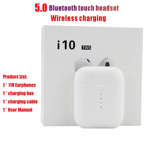 i10Wireless charging I10 tws bluetooth наушники беспроводные наушники зарядка Aire копия всплывающие наушники спортивные наушники супер бас наушники для телефона PK i500 - Цвет: i10Wireless charging