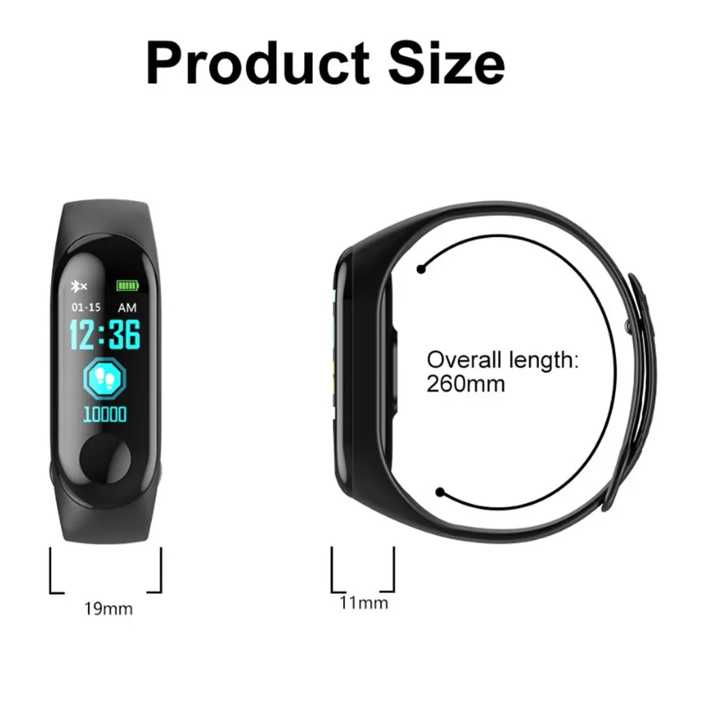 

M3 Smart Wristband Bracelet Fitness Tracker Pedometer Blood Pressure Heart Rate Monitor Waterproof Wristband