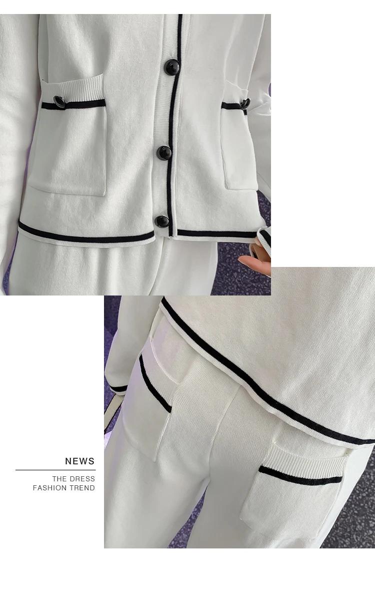 2019 трикотажные костюмы женские осенние широкие брюки + наборы свитеров для