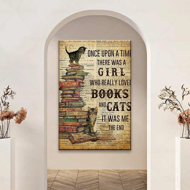 Кошка однажды была девушка которая действительно любит книги и таблички картина