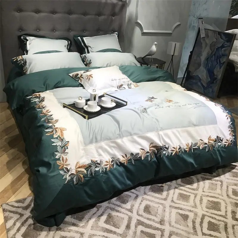 42 нежная вышивка роскошный Египетский хлопок Постельное белье Queen King size комплект
