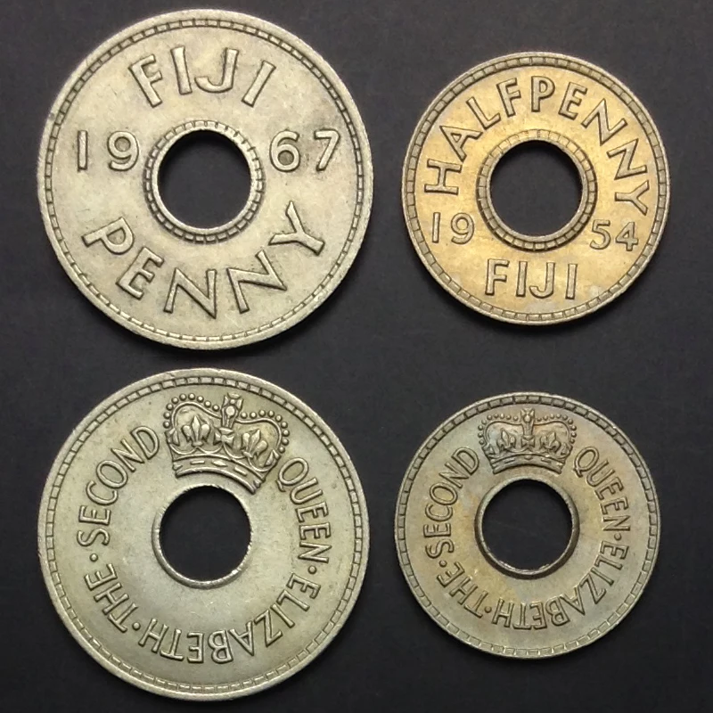 

Набор из 2 монет Фиджи 1954-68 оригинальные монеты 100% оригинальные монеты Unc