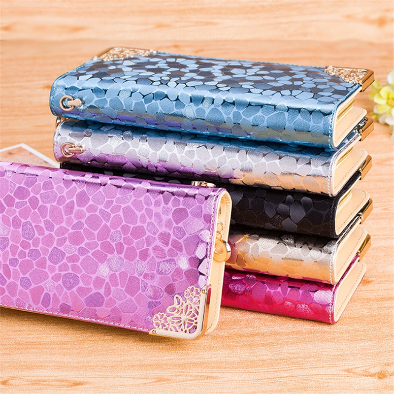

2021 ladies wallet coin purse ladies long pattern wallet zipper patent leather wallet large capacity zipper female wallet